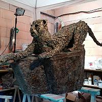 Sculpture en carbone époxy, graphite et bronze, patine